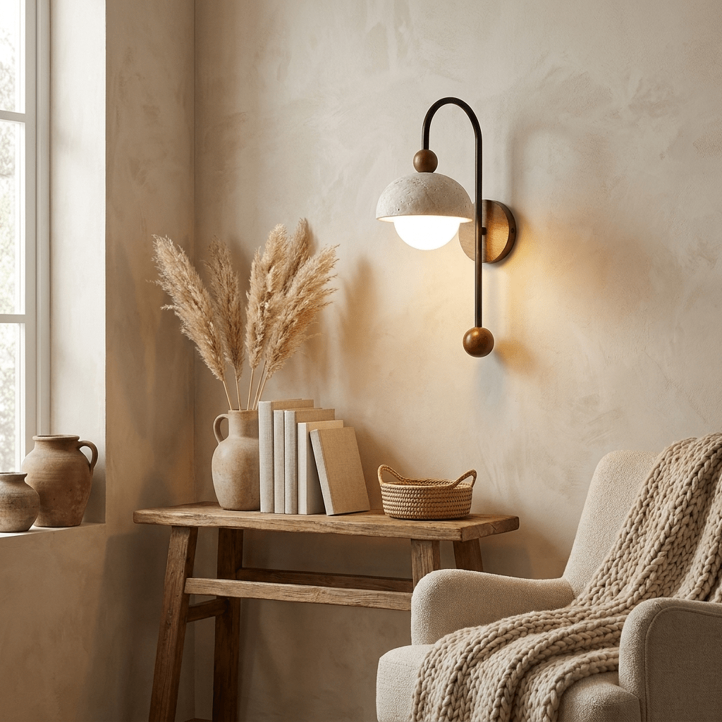 Dome Globe Travertine Arc Sconce - Vakkerlight