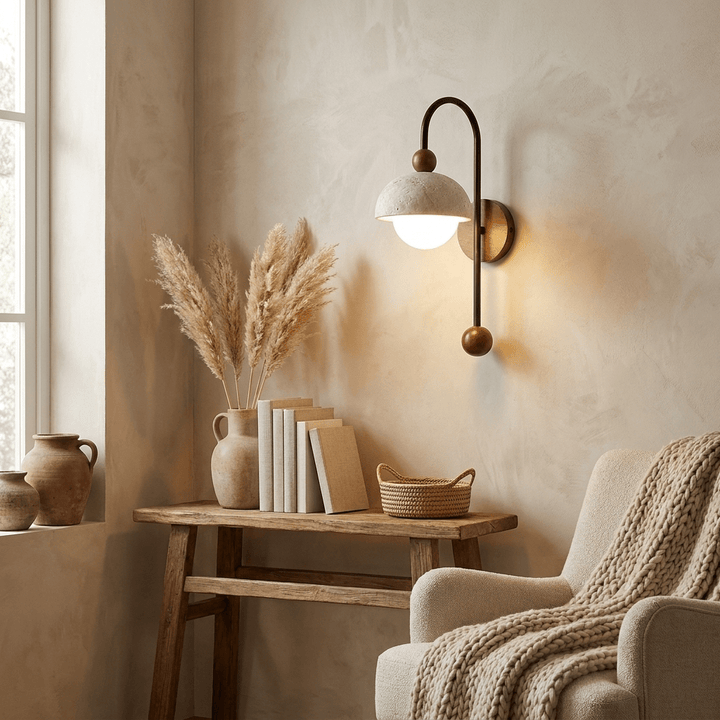 Dome Globe Travertine Arc Sconce - Vakkerlight