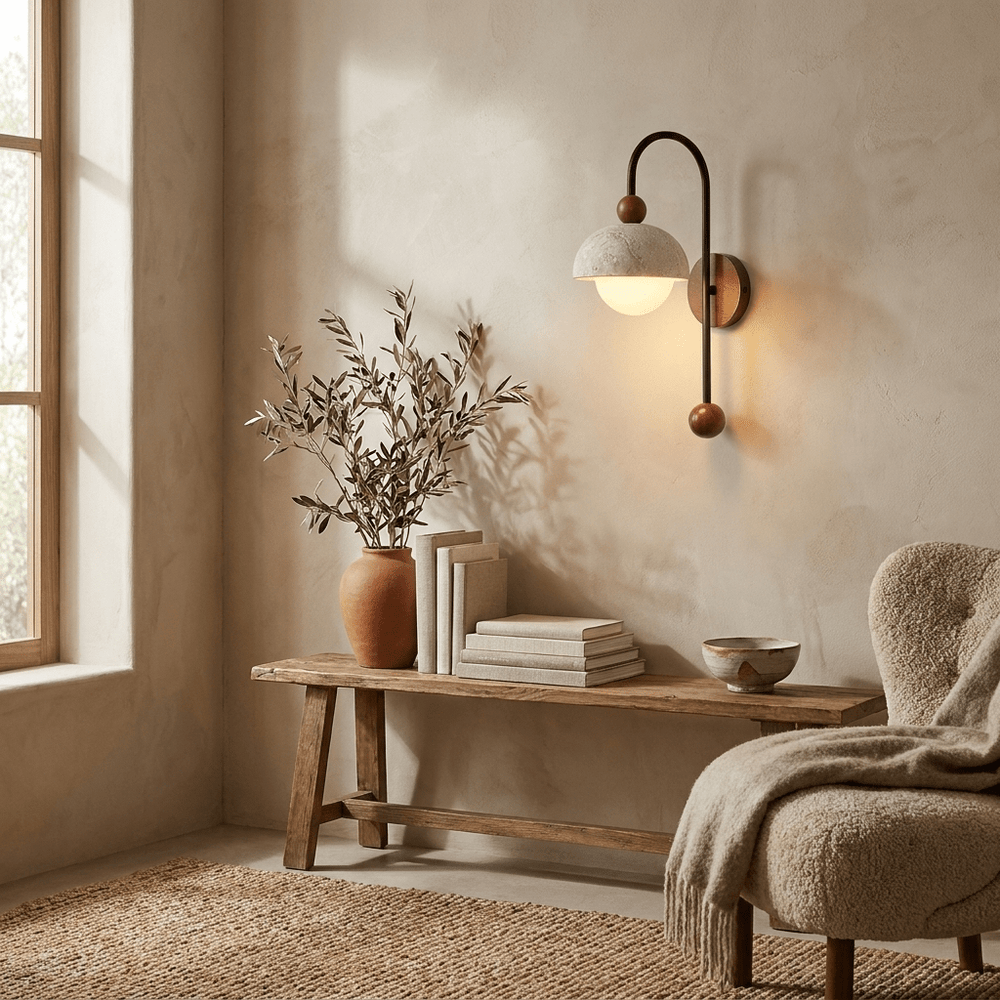 Dome Globe Travertine Arc Sconce - Vakkerlight