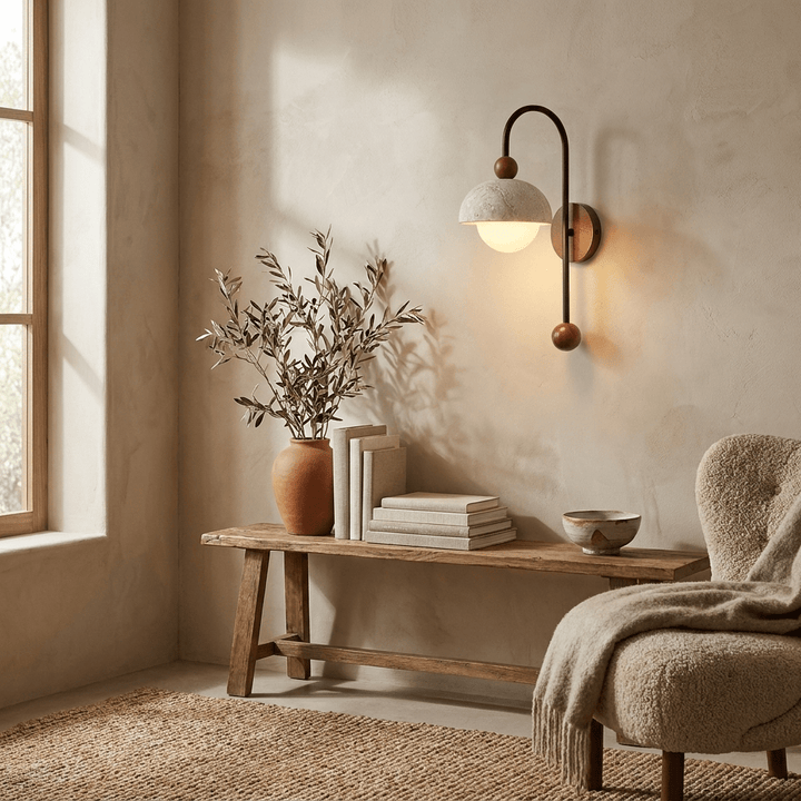 Dome Globe Travertine Arc Sconce - Vakkerlight