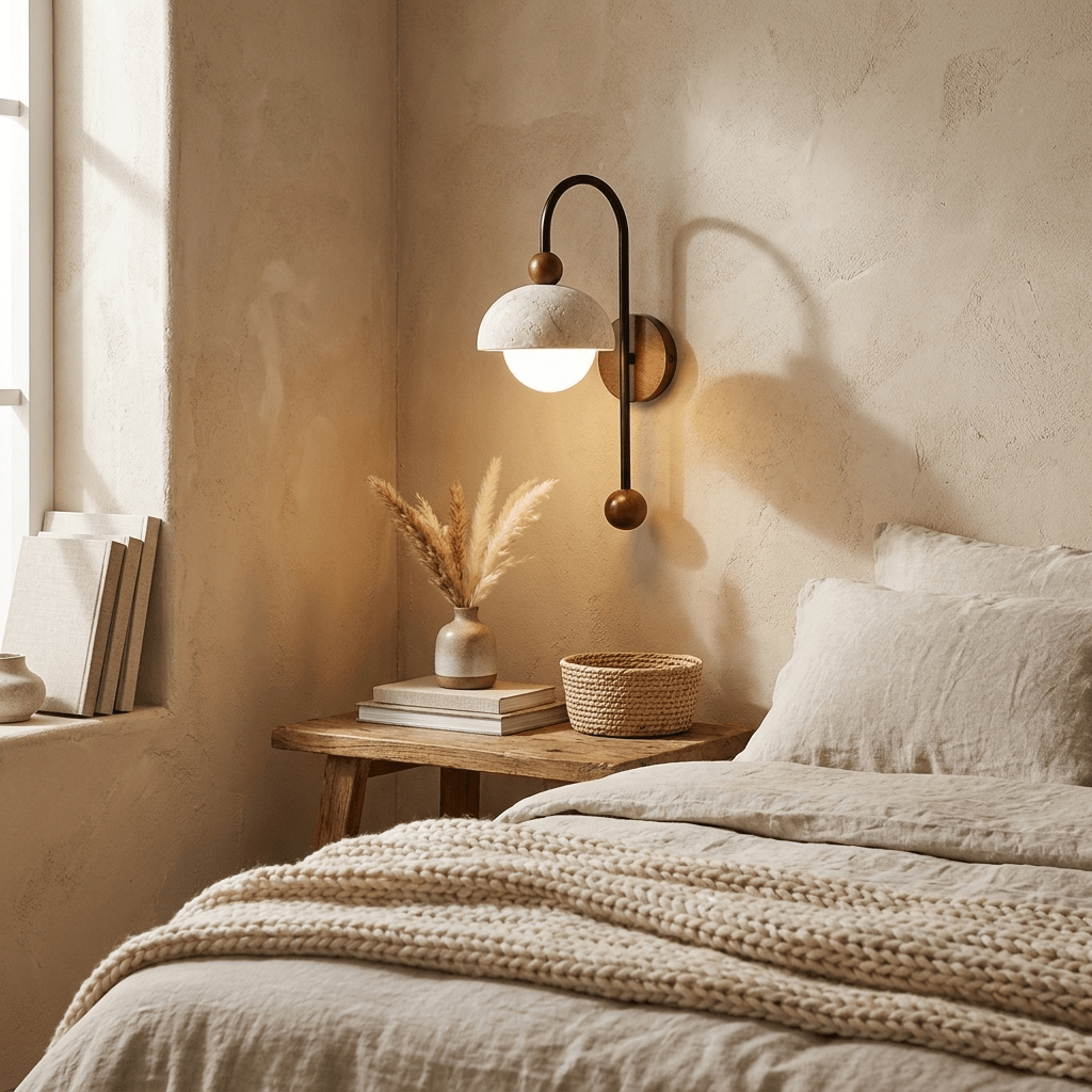 Dome Globe Travertine Arc Sconce - Vakkerlight