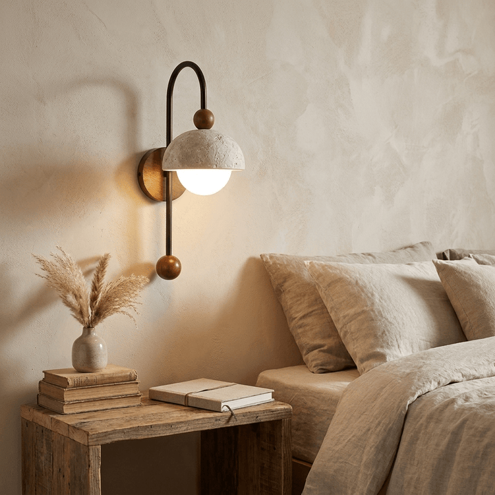 Dome Globe Travertine Arc Sconce - Vakkerlight