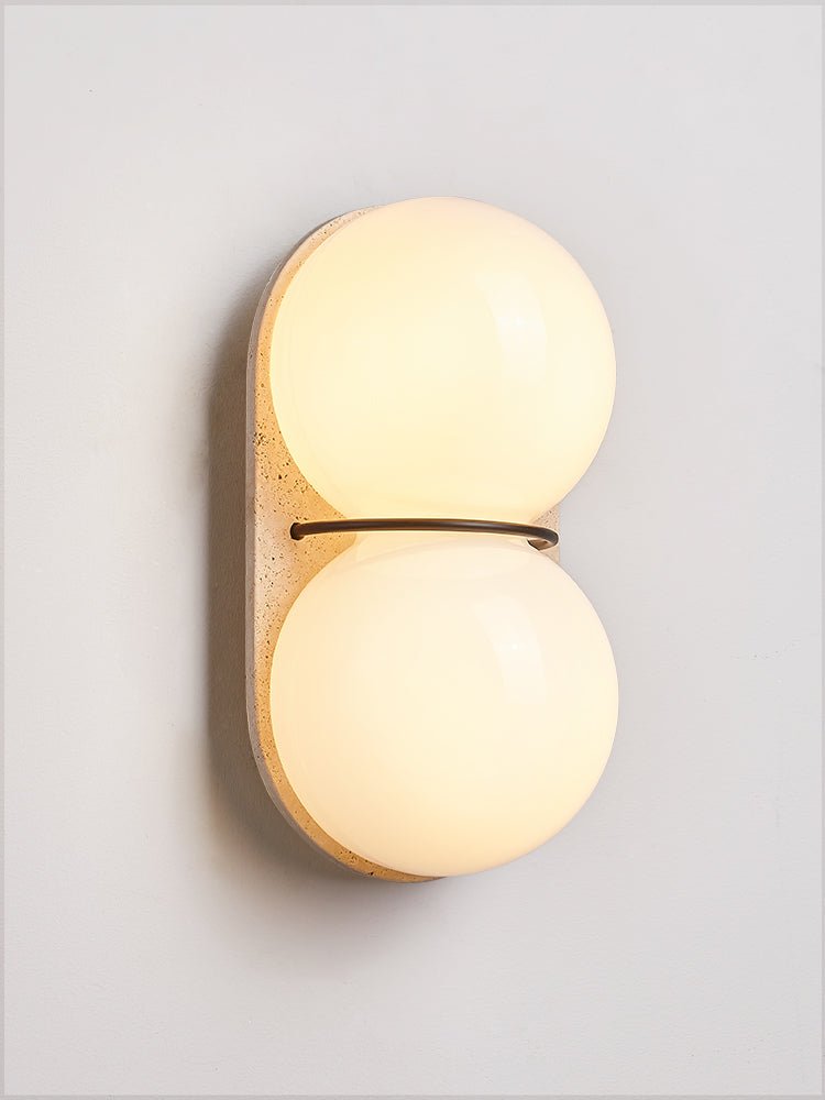 Double Globe Travertine Wall Sconce - Vakkerlight