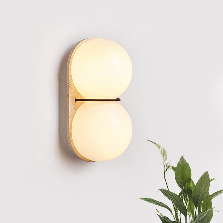 Double Globe Travertine Wall Sconce - Vakkerlight