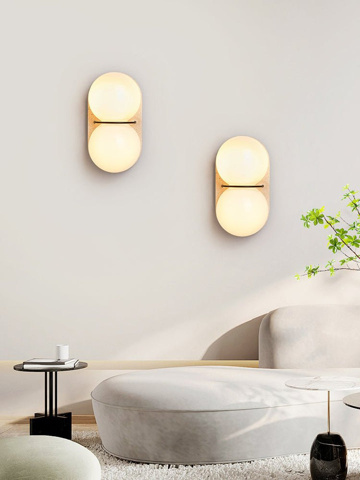 Double Globe Travertine Wall Sconce - Vakkerlight