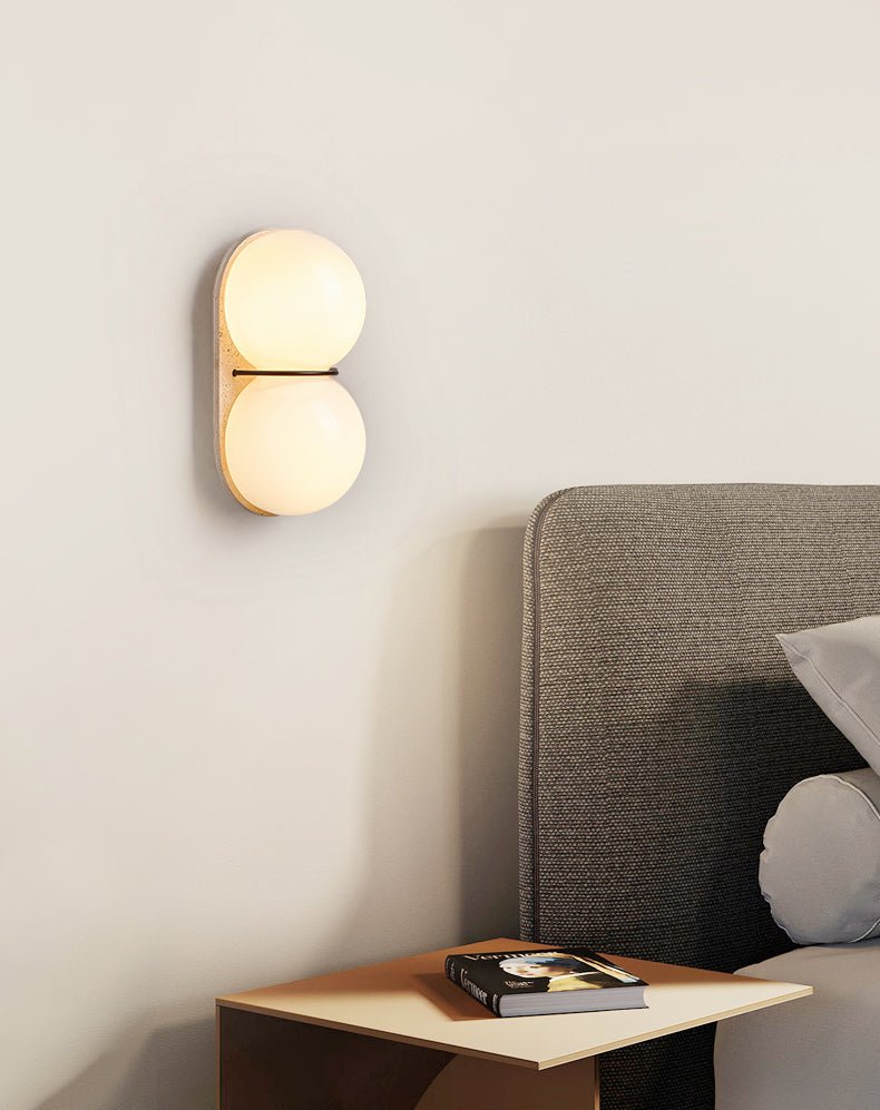 Double Globe Travertine Wall Sconce - Vakkerlight