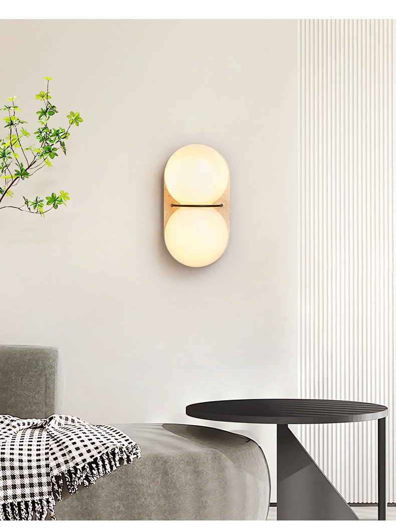 Double Globe Travertine Wall Sconce - Vakkerlight