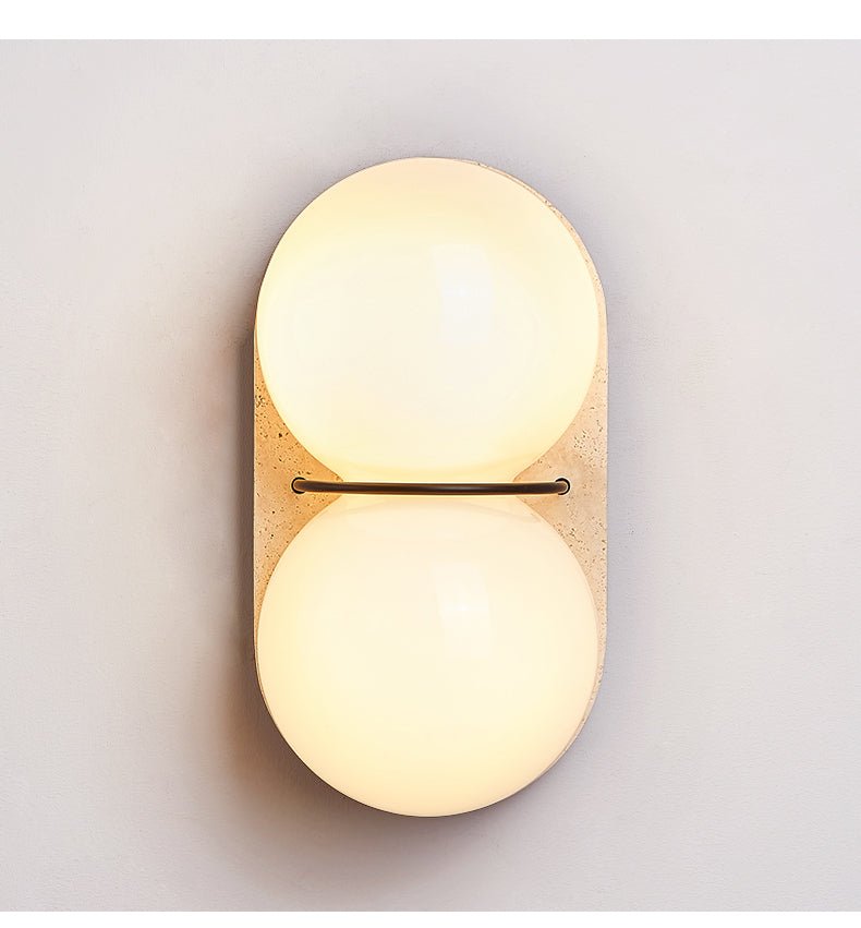 Double Globe Travertine Wall Sconce - Vakkerlight