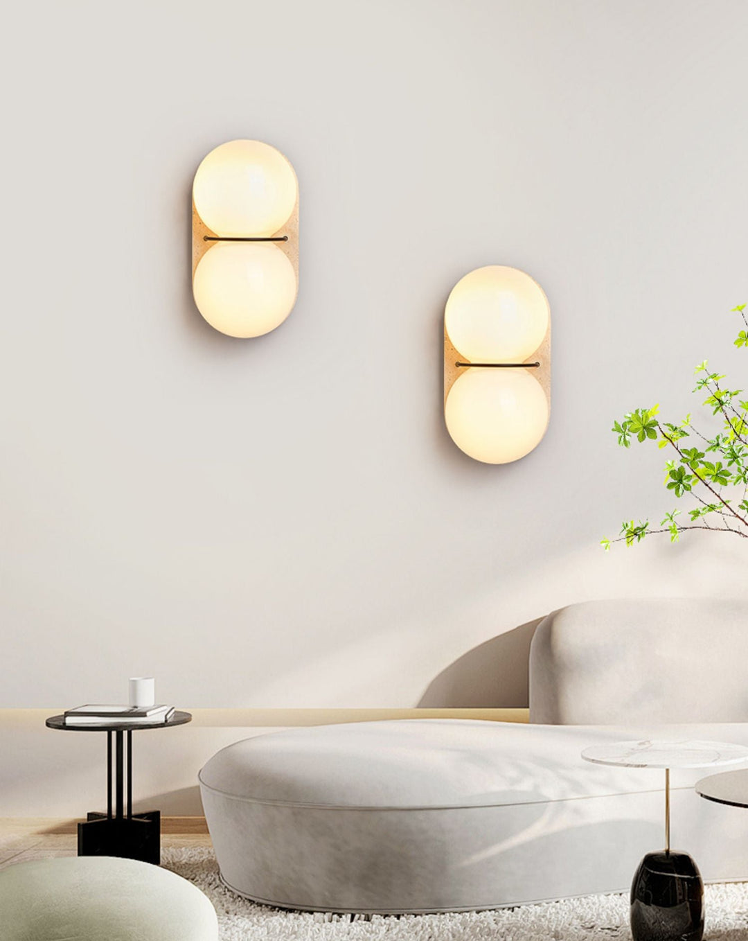 Double Globe Travertine Wall Sconce - Vakkerlight