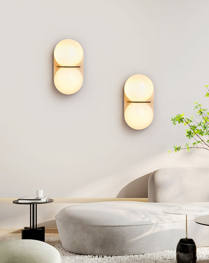 Double Globe Travertine Wall Sconce - Vakkerlight