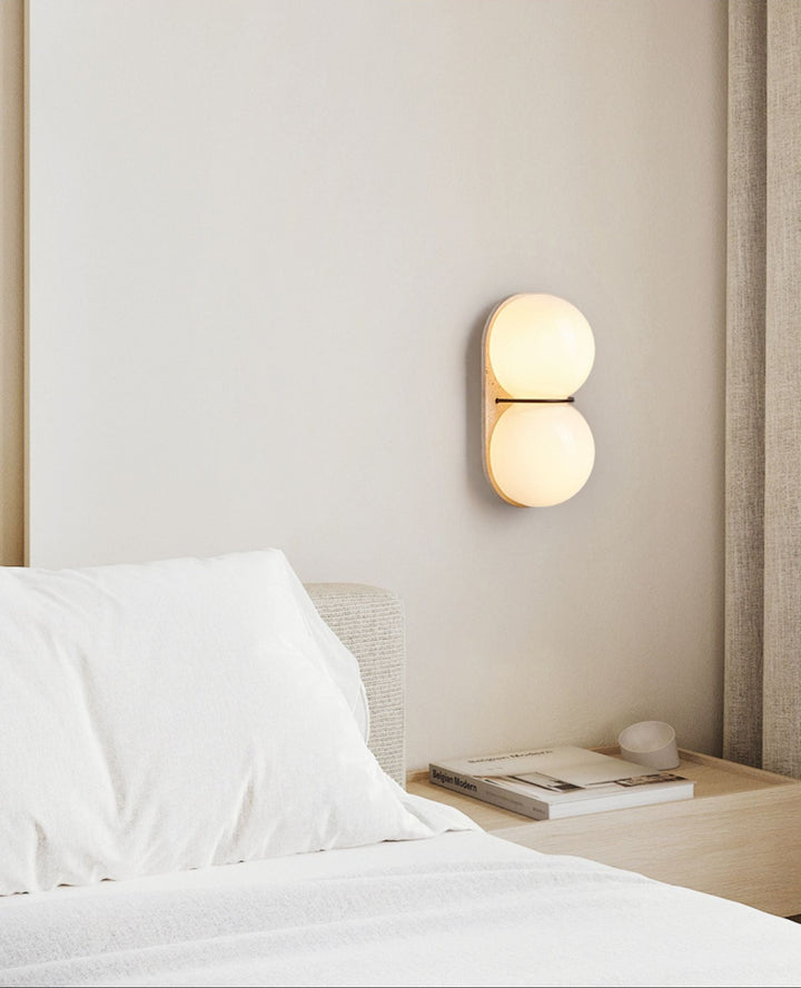 Double Globe Travertine Wall Sconce - Vakkerlight