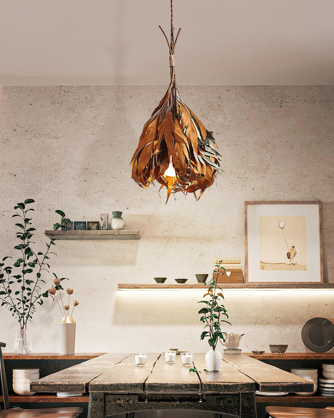 Dried Branch Leaf Pendant Lamp - Vakkerlight