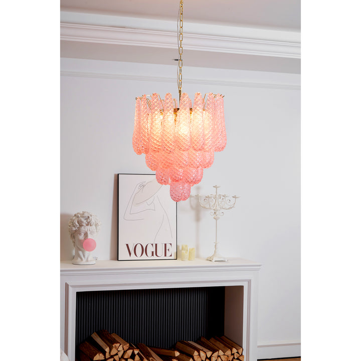 Murano Pink Glass Droplet Chandelier - Vakkerlight