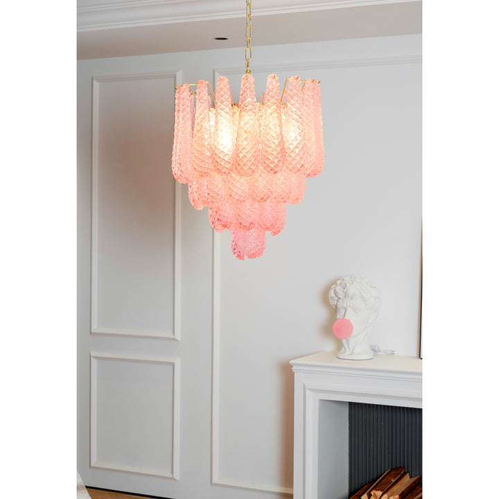 Murano Pink Glass Droplet Chandelier - Vakkerlight