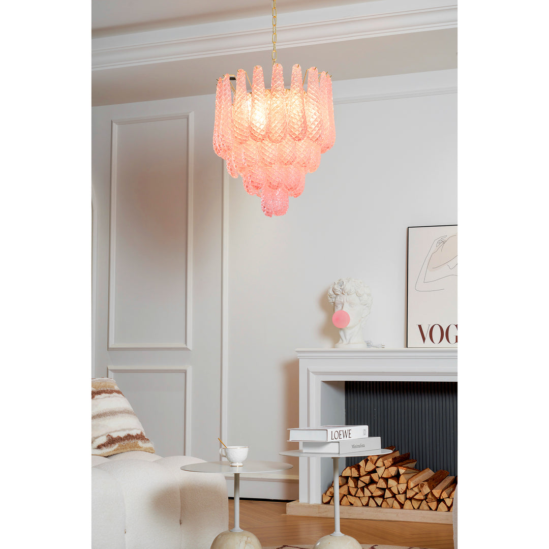 Murano Pink Glass Droplet Chandelier - Vakkerlight