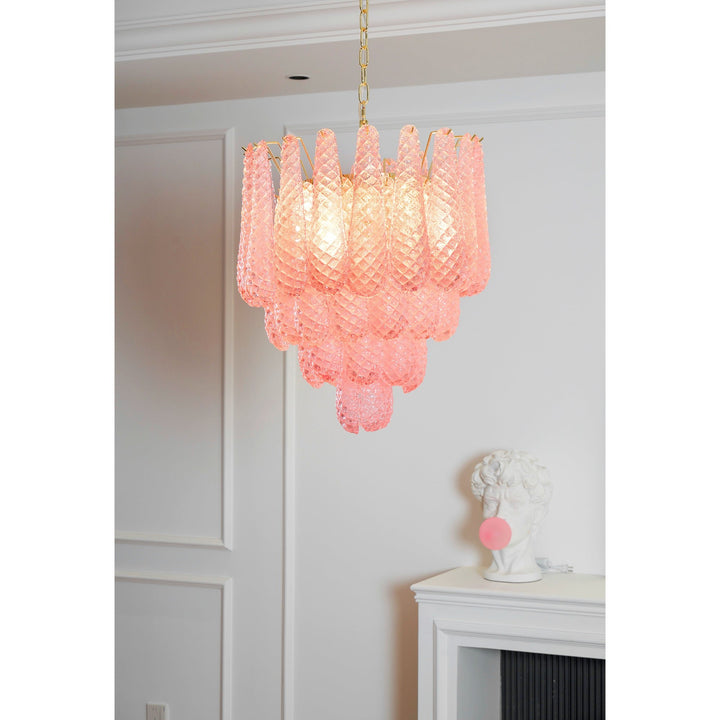 Murano Pink Glass Droplet Chandelier - Vakkerlight