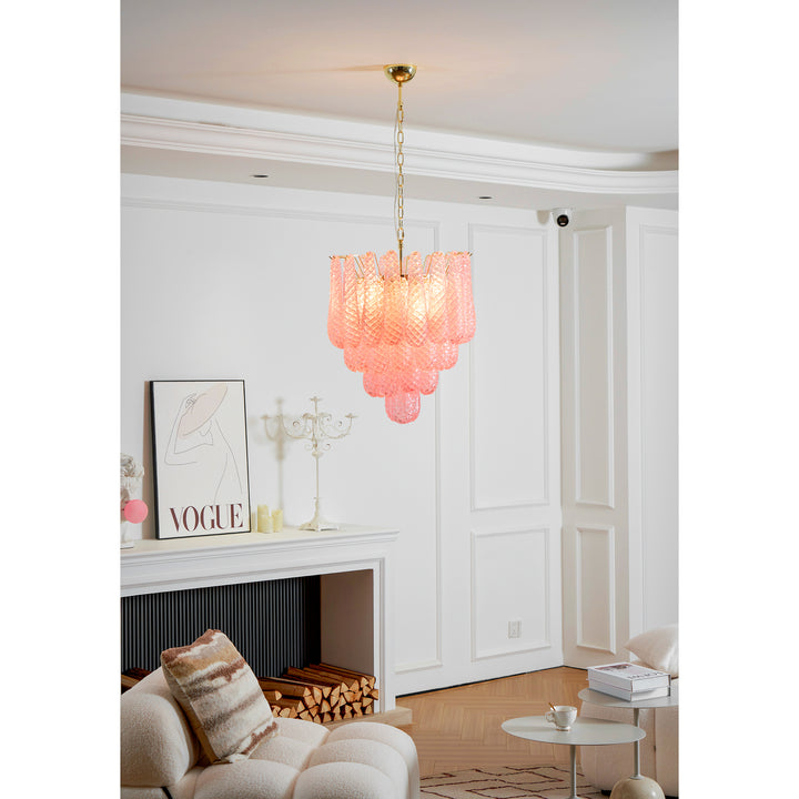 Murano Pink Glass Droplet Chandelier - Vakkerlight