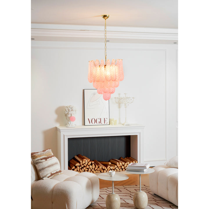 Murano Pink Glass Droplet Chandelier - Vakkerlight