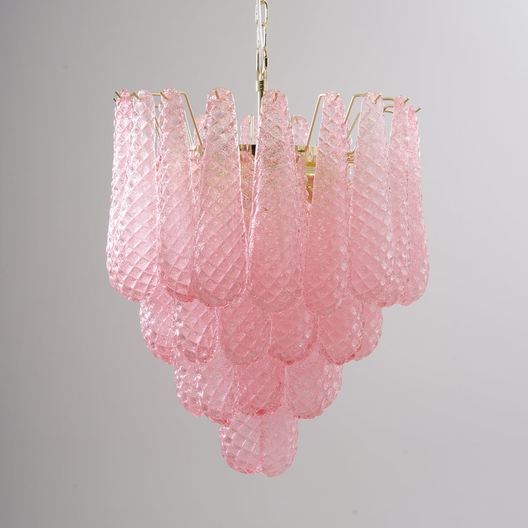 Murano Pink Glass Droplet Chandelier - Vakkerlight