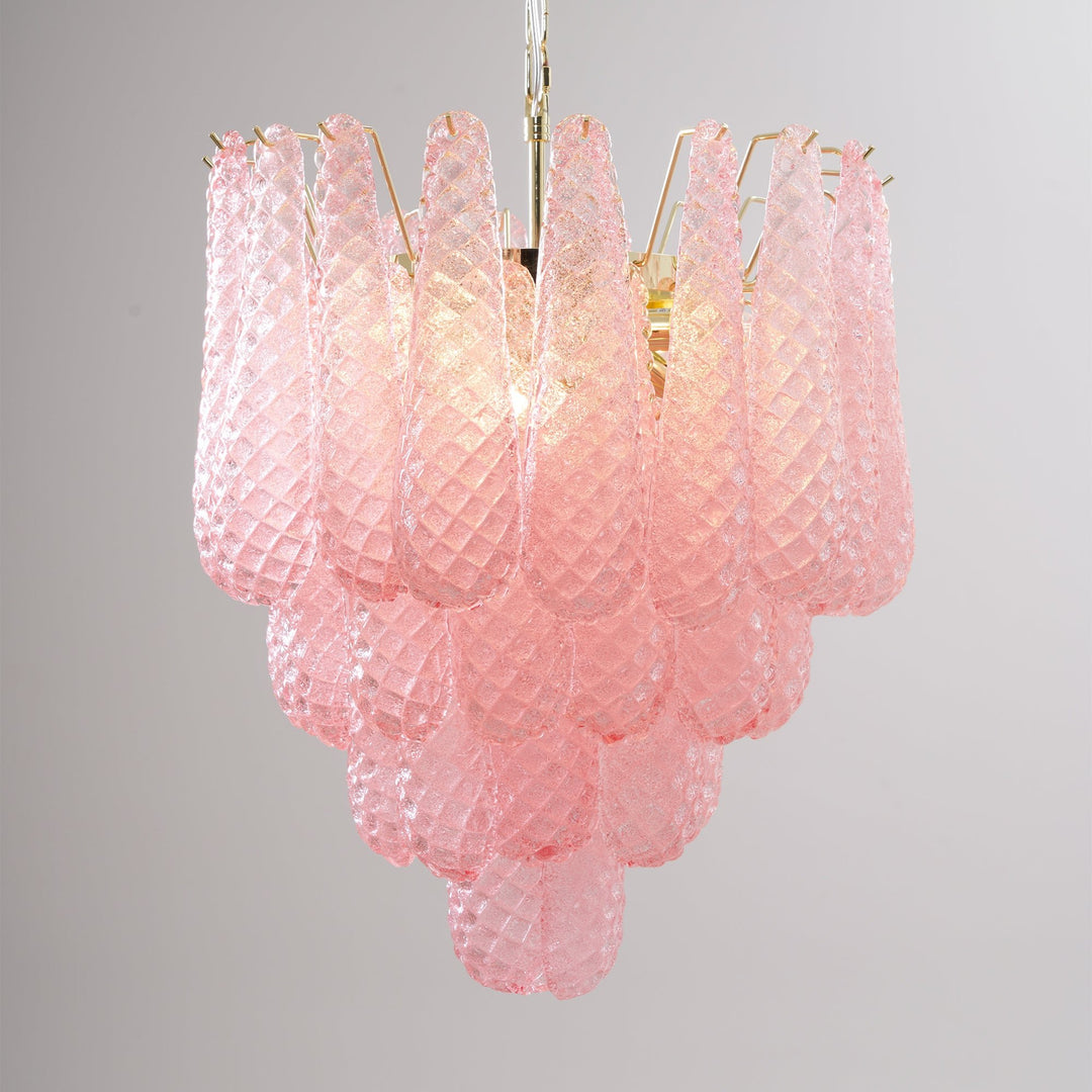 Murano Pink Glass Droplet Chandelier - Vakkerlight