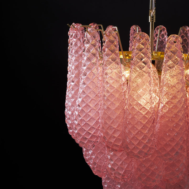 Murano Pink Glass Droplet Chandelier - Vakkerlight