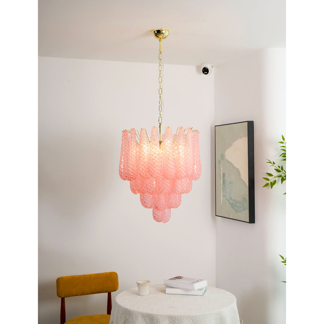 Murano Pink Glass Droplet Chandelier - Vakkerlight