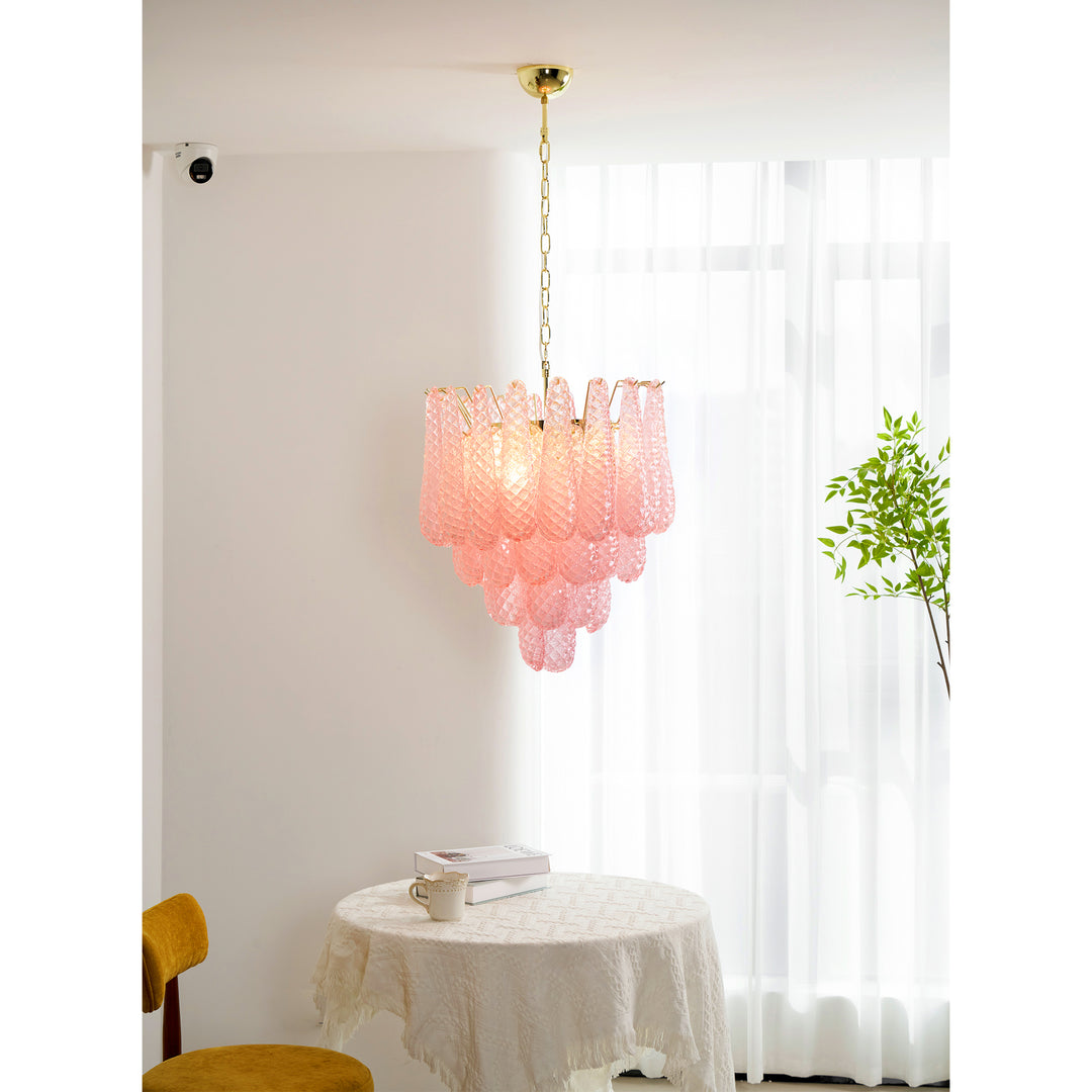 Murano Pink Glass Droplet Chandelier - Vakkerlight
