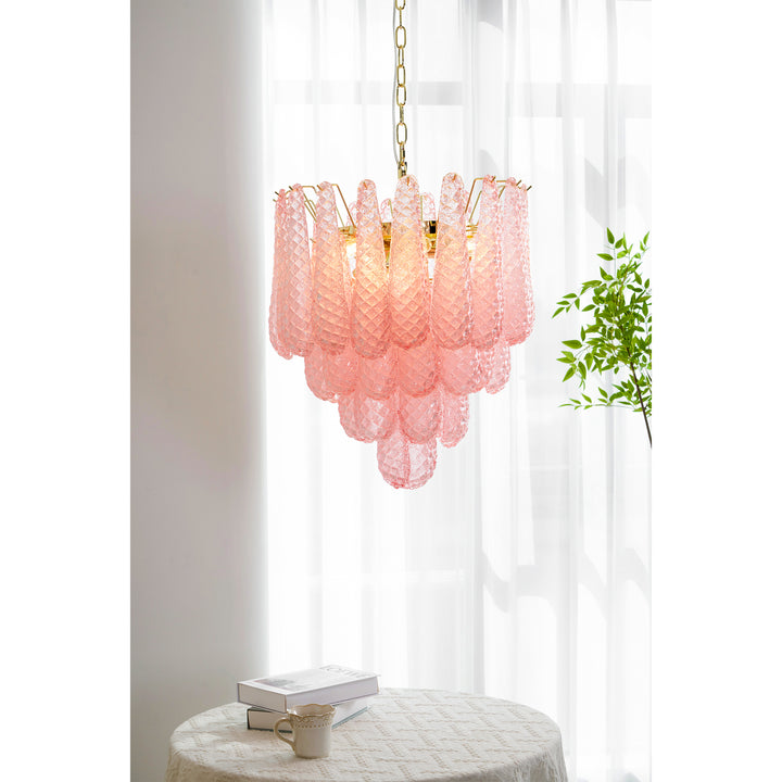 Murano Pink Glass Droplet Chandelier - Vakkerlight