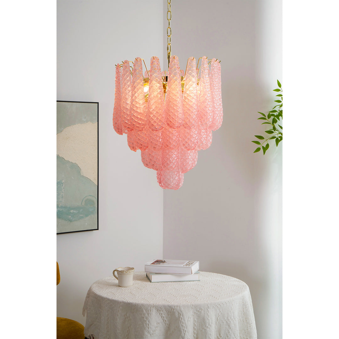 Murano Pink Glass Droplet Chandelier - Vakkerlight