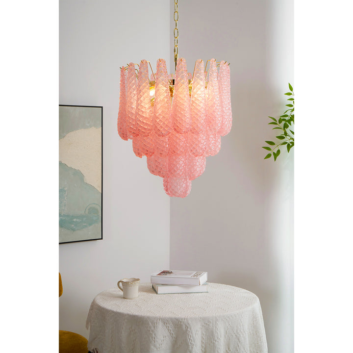 Murano Pink Glass Droplet Chandelier - Vakkerlight