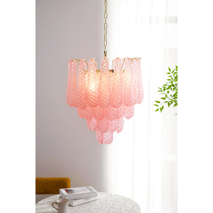 Murano Pink Glass Droplet Chandelier - Vakkerlight