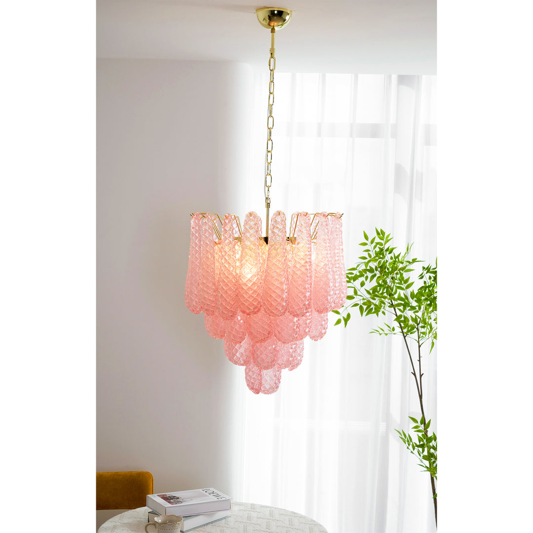 Murano Pink Glass Droplet Chandelier - Vakkerlight
