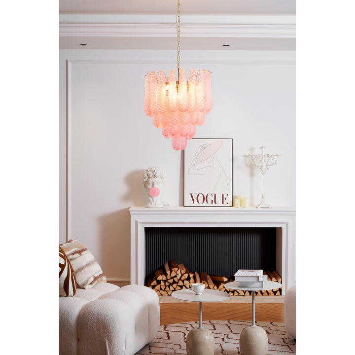 Murano Pink Glass Droplet Chandelier - Vakkerlight