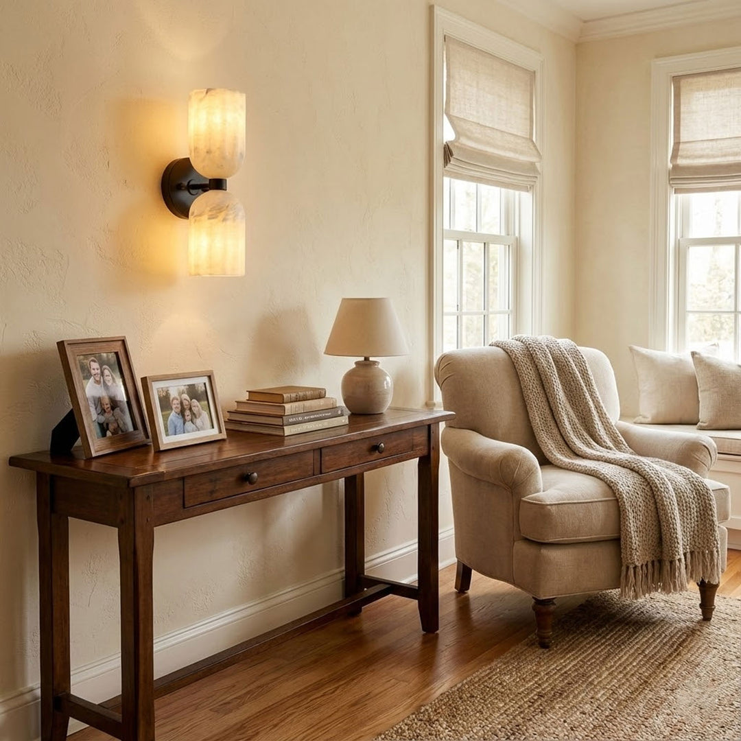 Dual Alabaster Ribbed Wall Sconce - Vakkerlight