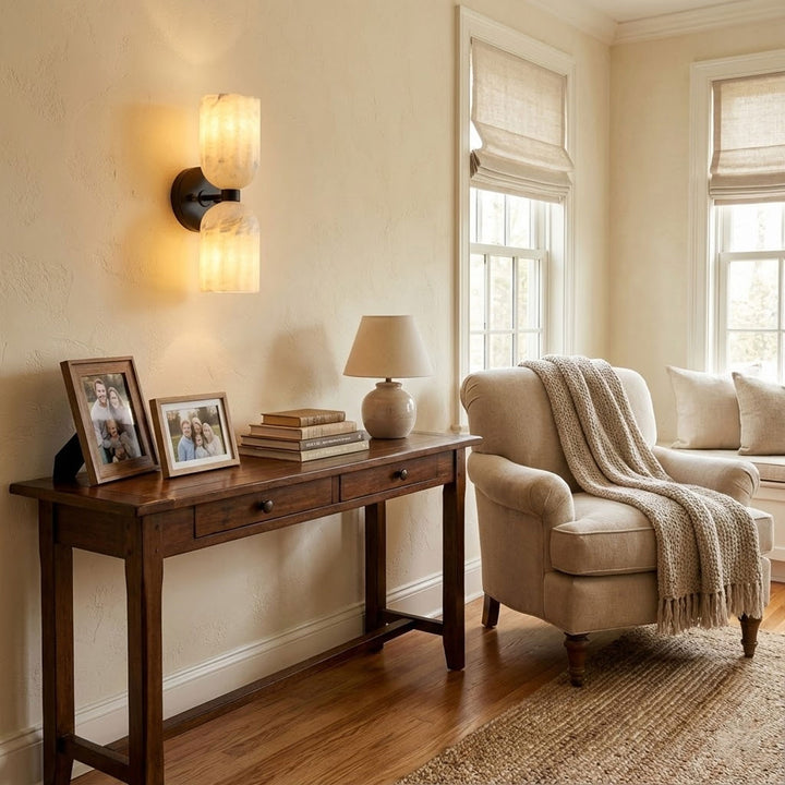 Dual Alabaster Ribbed Wall Sconce - Vakkerlight