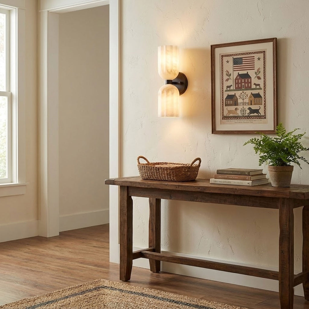 Dual Alabaster Ribbed Wall Sconce - Vakkerlight