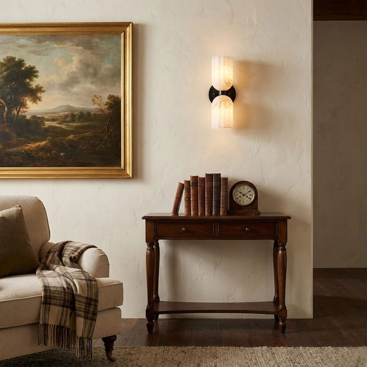 Dual Alabaster Ribbed Wall Sconce - Vakkerlight