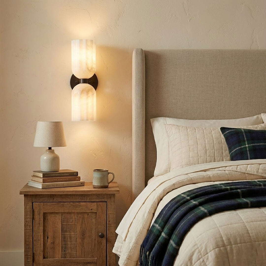Dual Alabaster Ribbed Wall Sconce - Vakkerlight