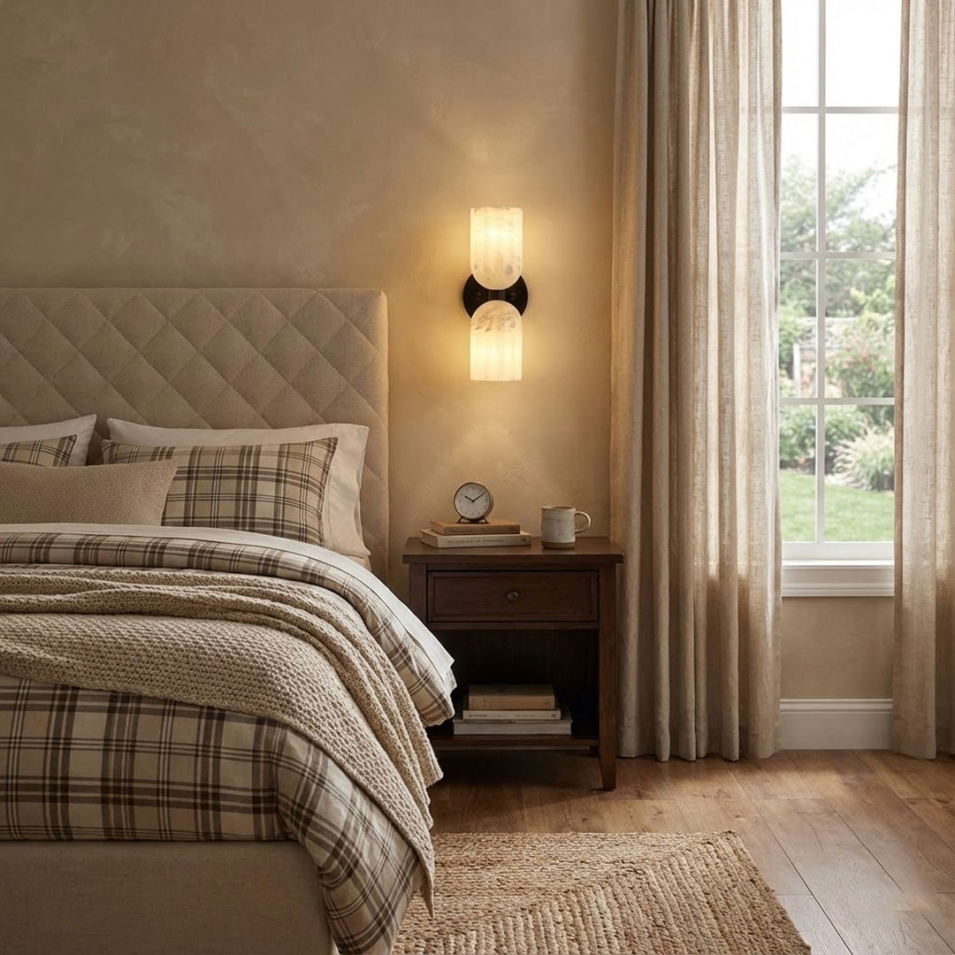 Dual Alabaster Ribbed Wall Sconce - Vakkerlight