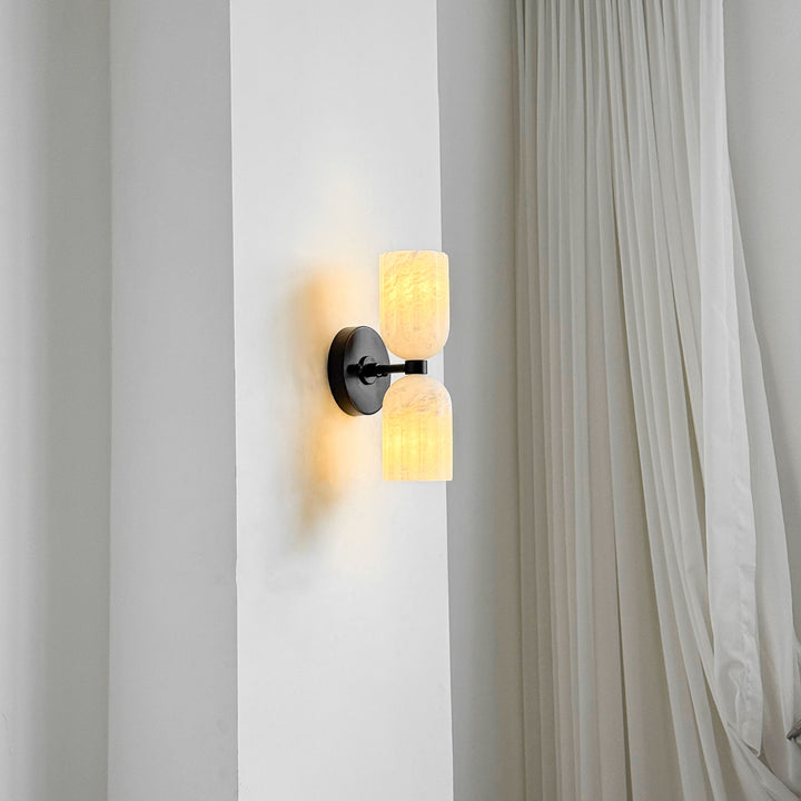 Dual Alabaster Ribbed Wall Sconce - Vakkerlight