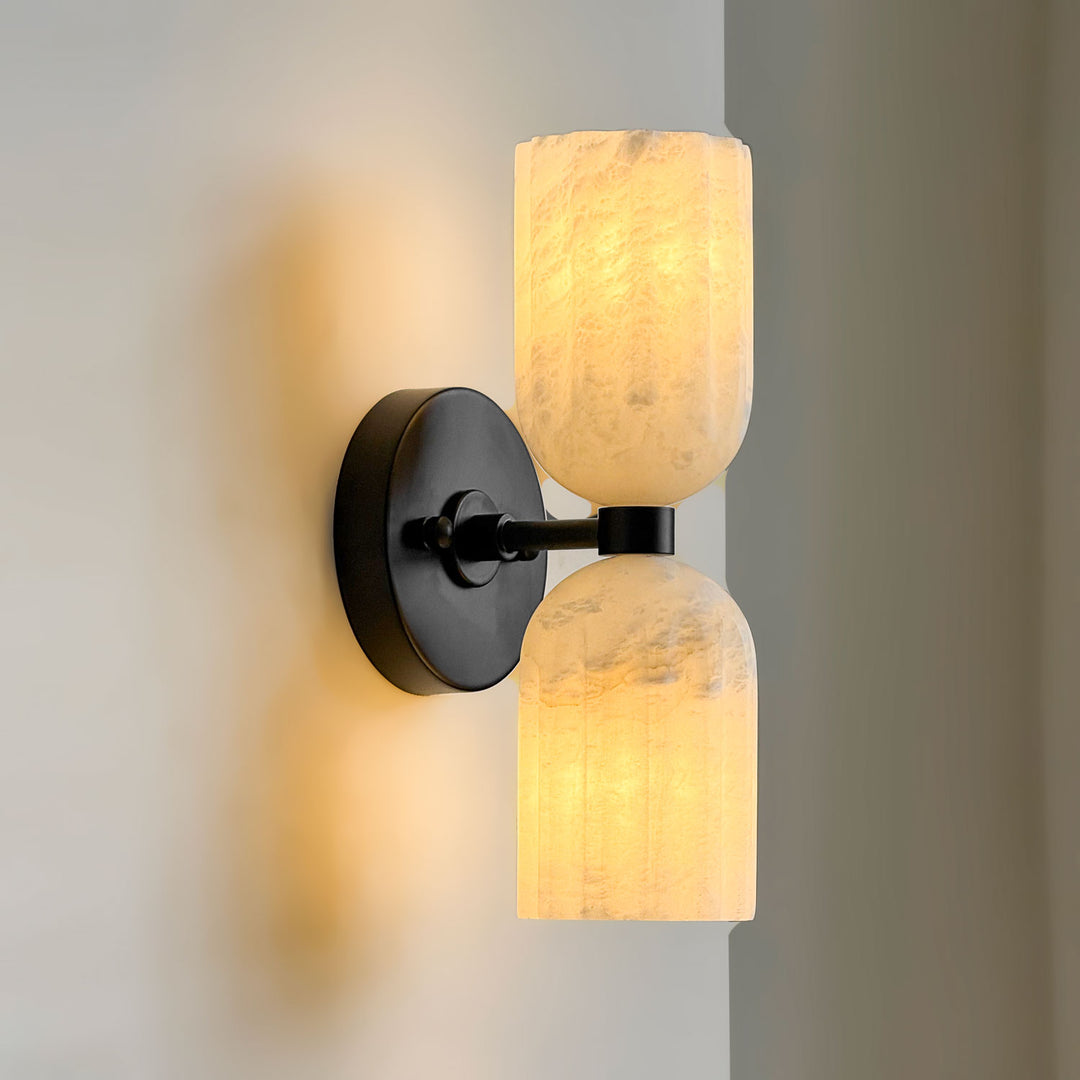 Dual Alabaster Ribbed Wall Sconce - Vakkerlight
