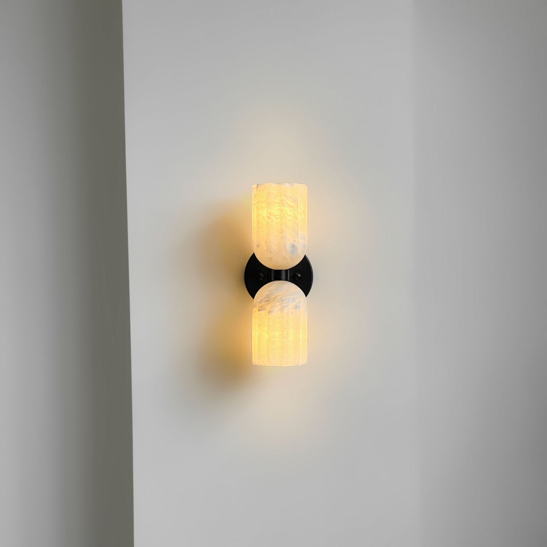Dual Alabaster Ribbed Wall Sconce - Vakkerlight
