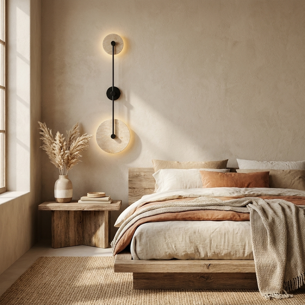 Dual Disc Travertine Wall Sconce