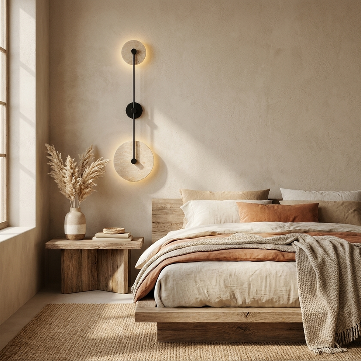 Dual Disc Travertine Wall Sconce