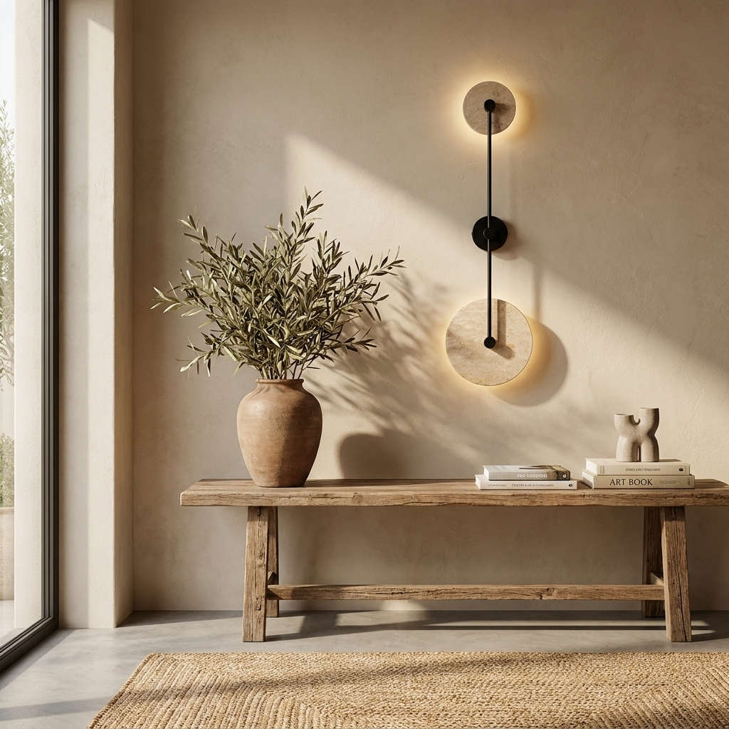 Dual Disc Travertine Wall Sconce