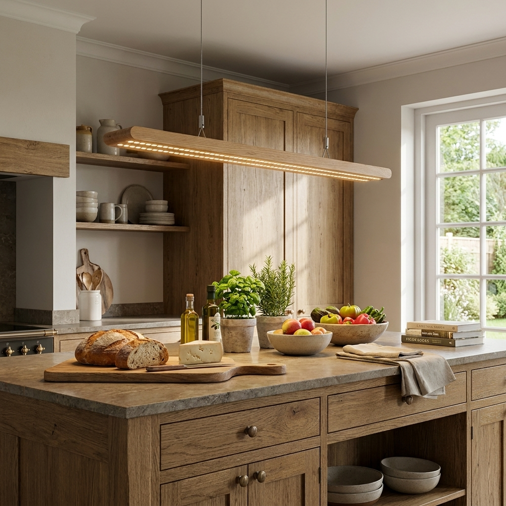 Dual Louver Wood Linear Pendant Lamp