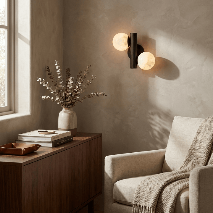 Duo Alabaster Globe Wall Sconce - Vakkerlight