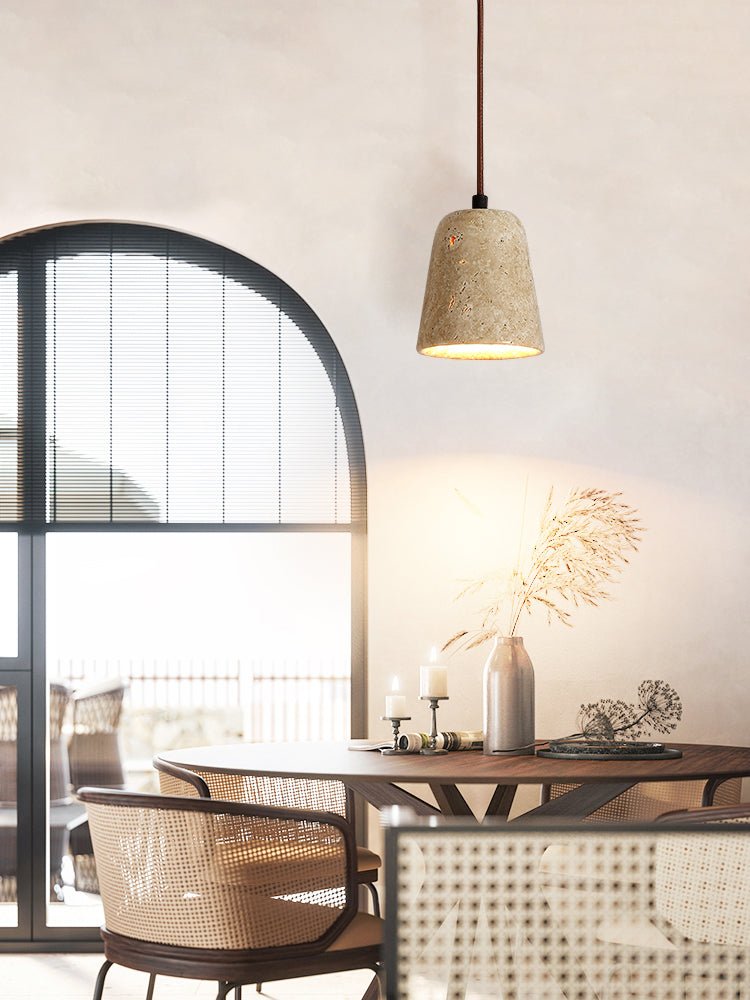 Earthy Travertine Cone Pendant Light - Vakkerlight