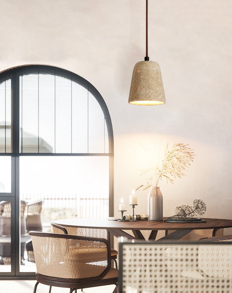 Earthy Travertine Cone Pendant Light - Vakkerlight