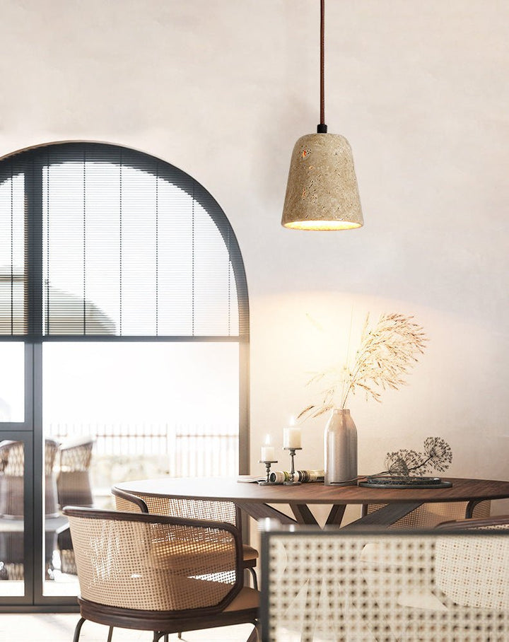 Earthy Travertine Cone Pendant Light - Vakkerlight